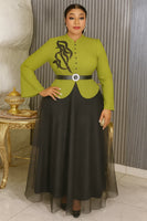 
              Luxury Long Dress With Belt
            